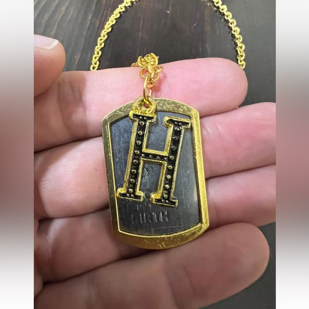 Necklace Steel Stainless Shape H Vintage Golden Color for men and women
